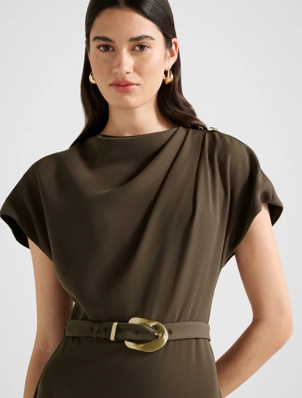 forever new  KYLEE Belted Button Neck Maxi Dress for Women | Best Price UAE